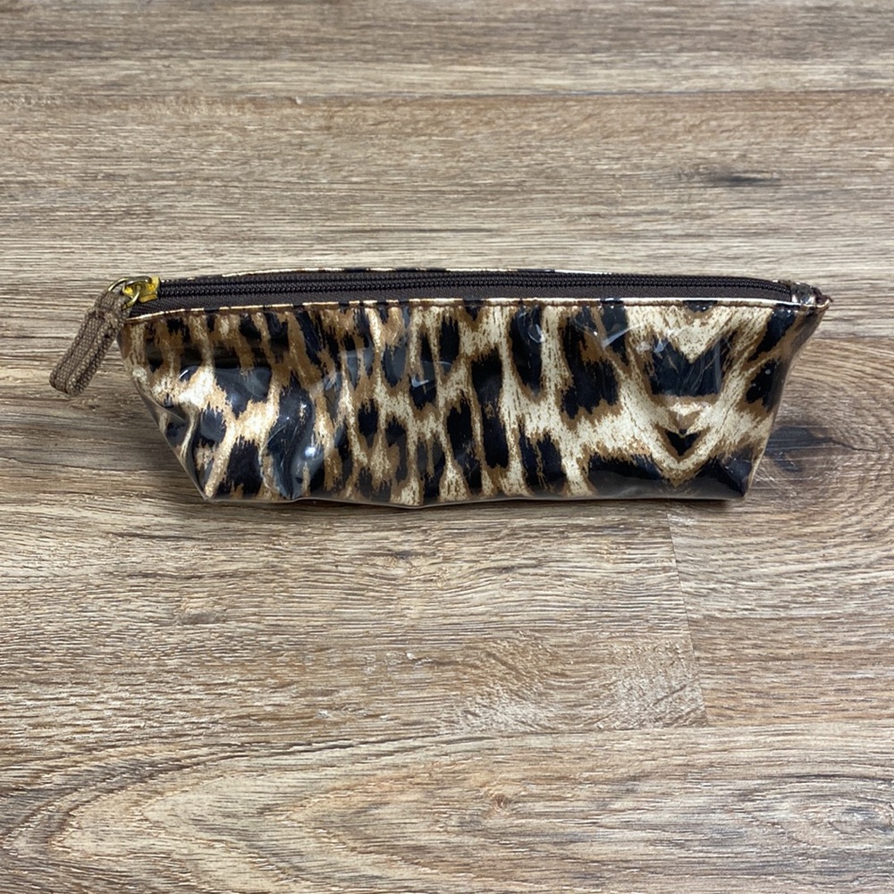 NEW Leopard Print Patent Cosmetic Makeup Bag Pencil Pouch